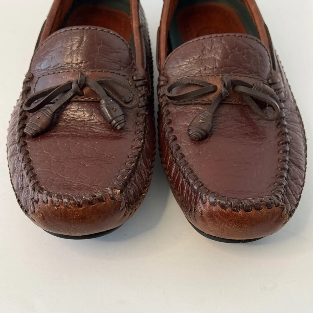 H.S. Trask Men's Brown Leather Driving Moccasin Loafers Size 8M